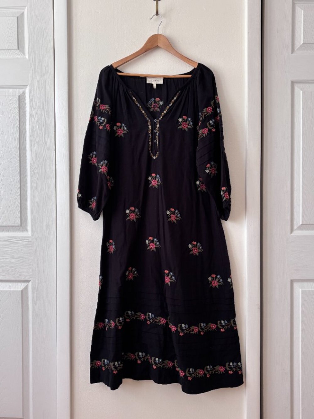The GREAT Prairieland Floral Embroidered Midi Dress in Black - Picture 3 of 7